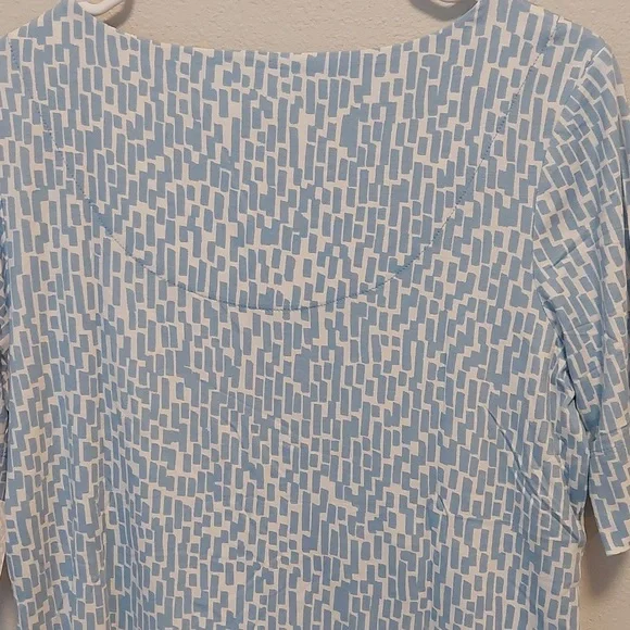 Chico's Touch of Cool Brick Geometric Ballet Elbow Tee.  Soft Blue. - Picture 5 of 7
